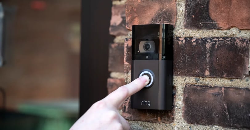 Ringing a Ring Doorbell on a wall