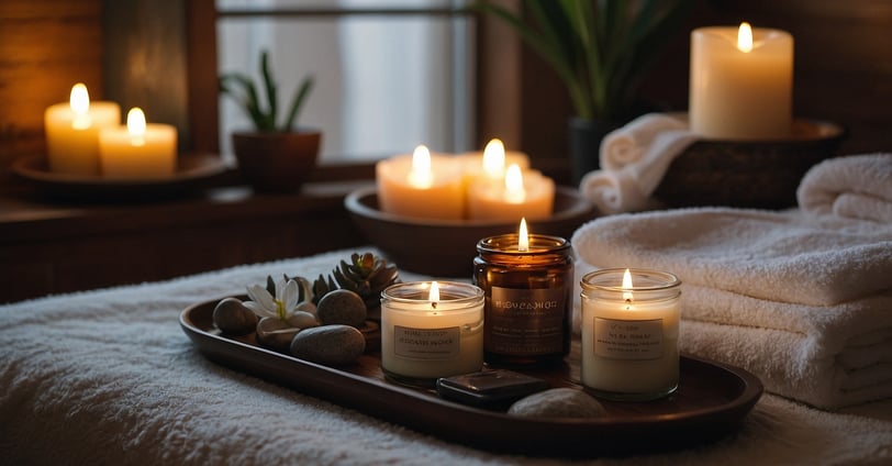 candles and towels for a spa date