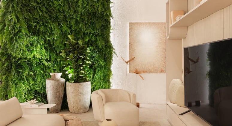 samambaias em jardim vertical