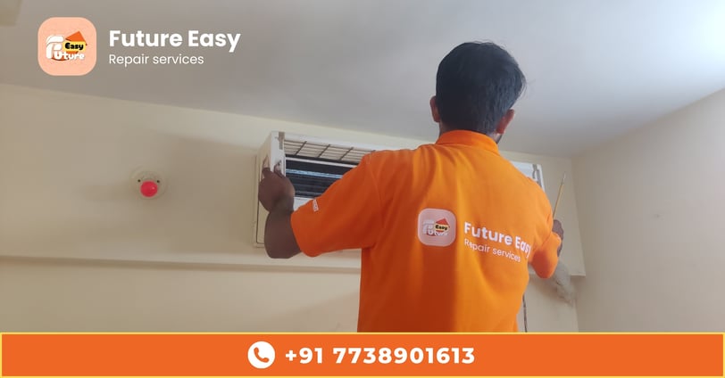 Technician repairing the ac