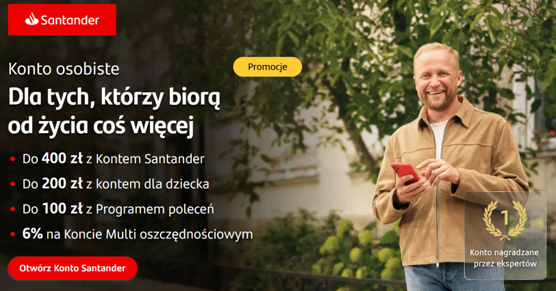 Konto Osobiste Santander 700 zł Premii Baner