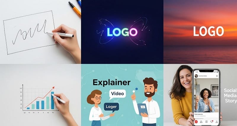 Collage of diverse video types from VideoCreator.