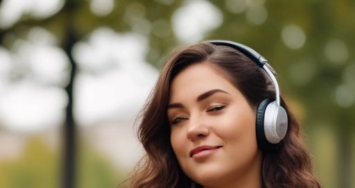 Jeune femme ronde qui écoute de la musique
