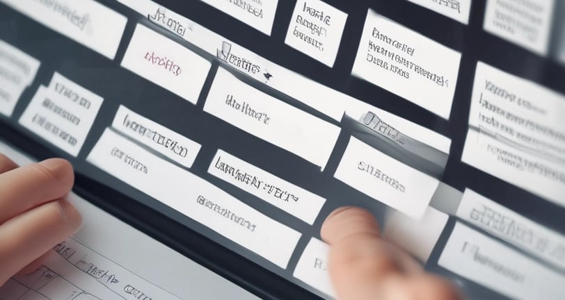 A person is signing documents on a dark wooden table. Multiple sheets of paper are spread out, with text and tables visible on them. The person is holding a black pen and wearing dark clothing, creating a contrast with the white papers.