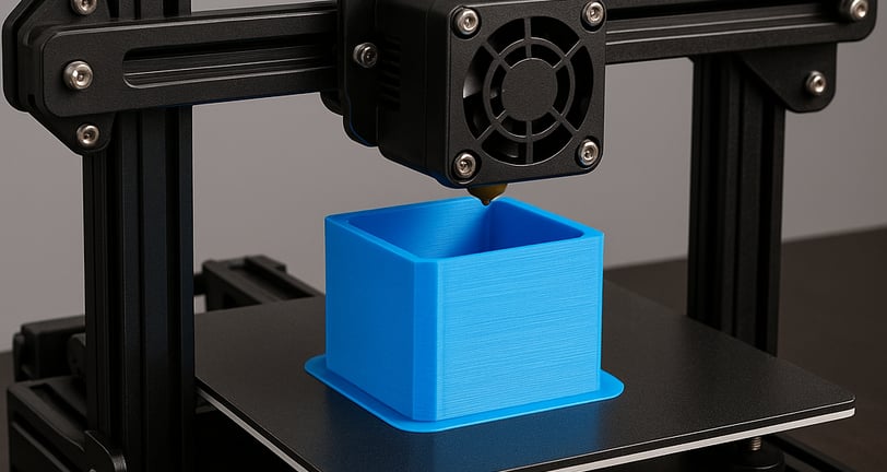 a 3d printer printer with a blue box