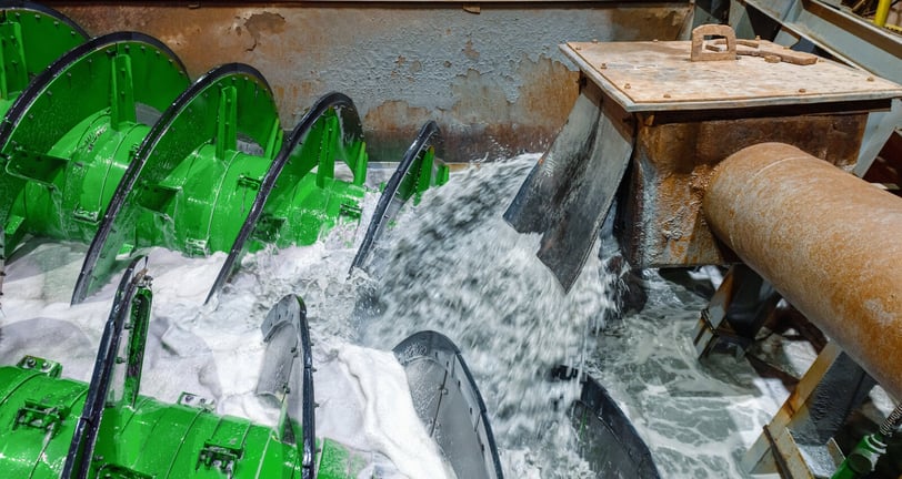 a large amount of zinc and lead being processed