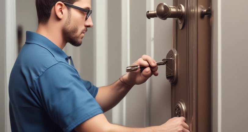 person holds door lever