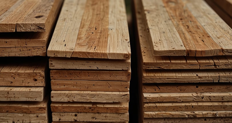 a pile of wood planks