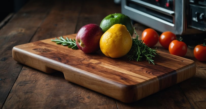 a cutting board with lemons and tomatoes