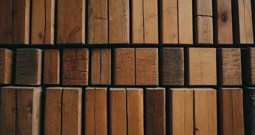 a bunch of wood planks stacked together
