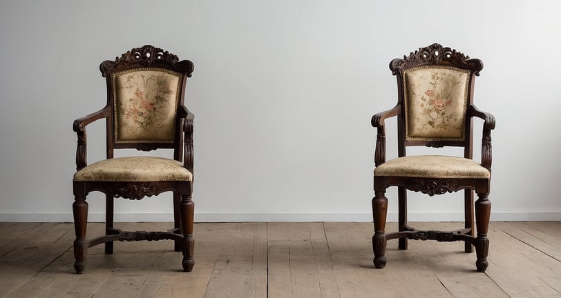 two antique wooden chairs