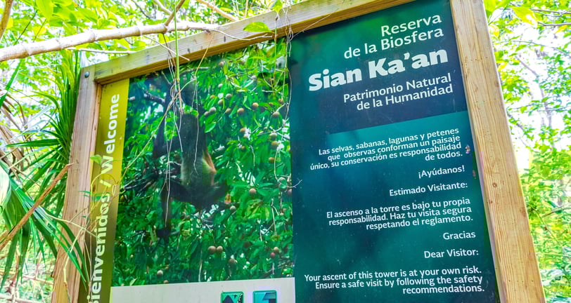 Panneau entrée réserve de Sian Ka'an