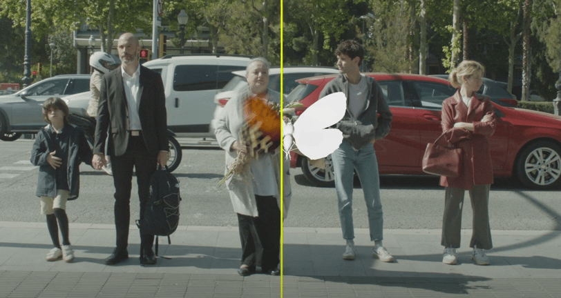 imagen que muestra el antes y despues de los efectos digitales de un plano para un cortometraje