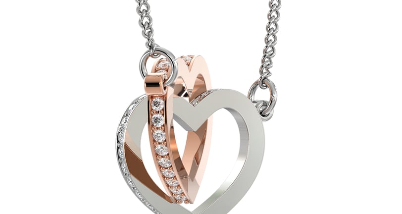 a heart shaped pendant with two hearts on it