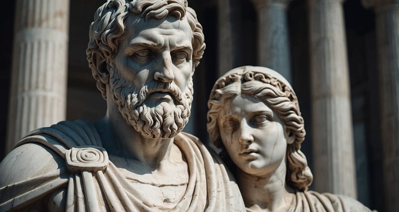 a Greek statue of a man and a woman