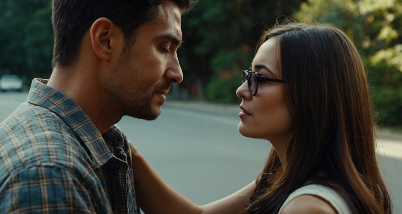 a man and woman standing next to each other