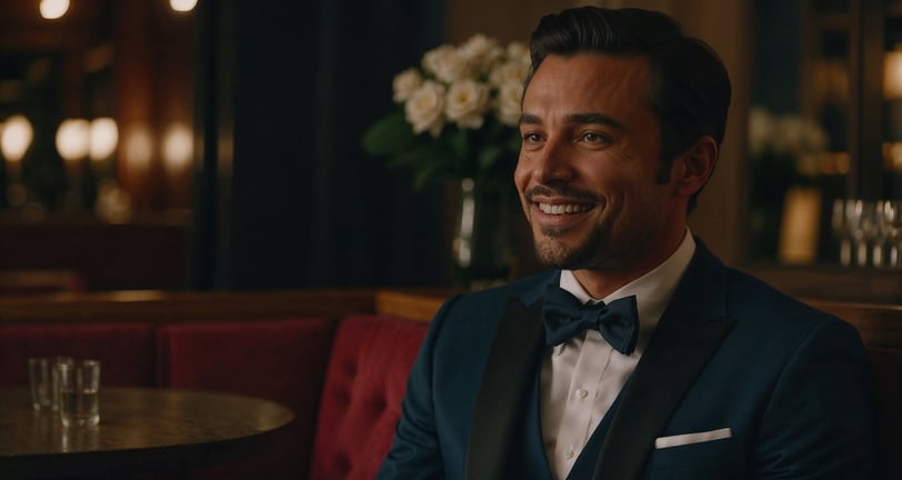 a man in a tuxedo suit and bow tie