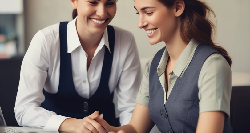 two women near tables