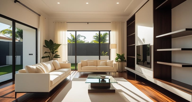 a living room with a couch and a coffee table
