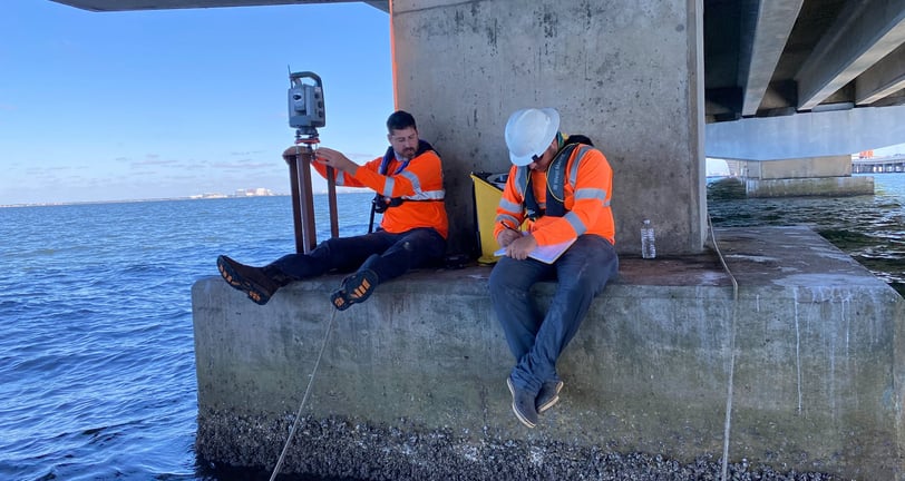 Completing a primary horizontal and vertical control survey for the Howard Frankland Bridge