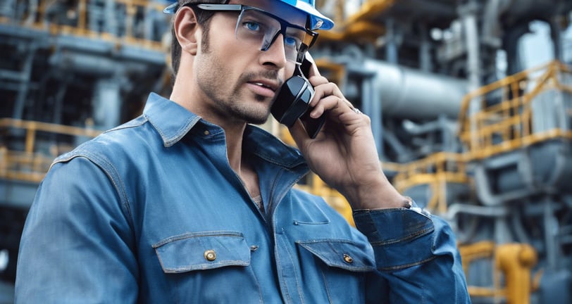 man in red blue and white plaid dress shirt wearing yellow hat holding black smartphone