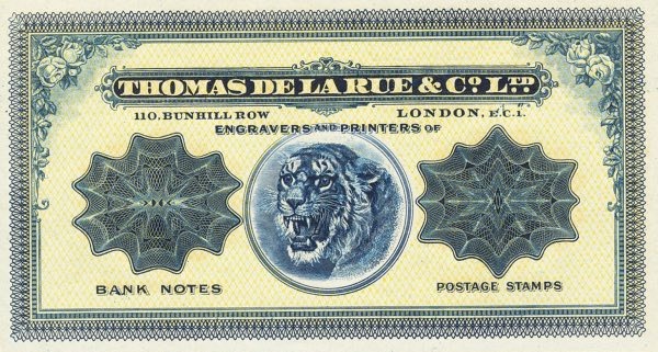 Thomas de la rue tiger test note