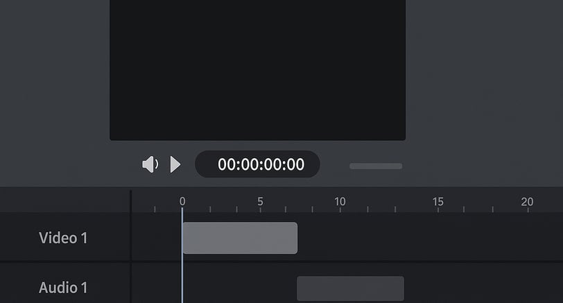 Screenshot of a simple timeline video editor interface