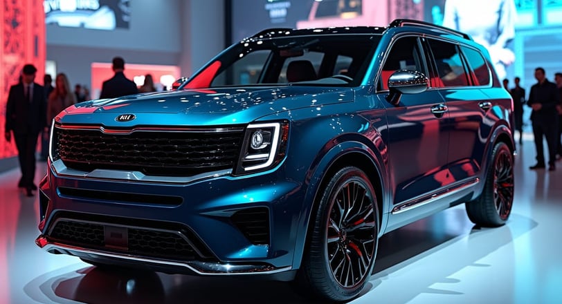 a blue suv with a red light on it