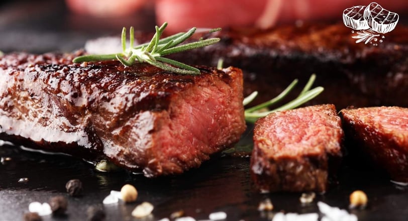 Freshly Cooked Wagyu Steak with black pepper, salt & parsley leafs