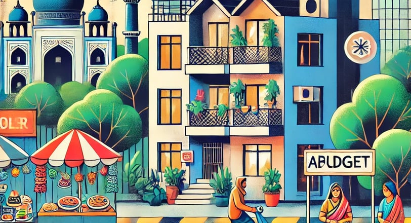 An image illustration of the streets of delhi.