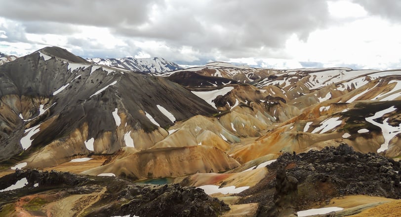 Laugavegur mountain valley colorful landscape in Iceland