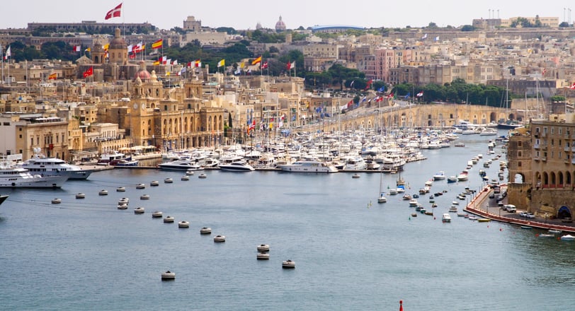 City landscape on the seaside in Malta