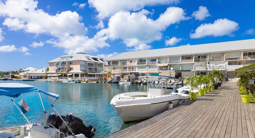 Marigot, Saint Martin waterfront marina with yachts