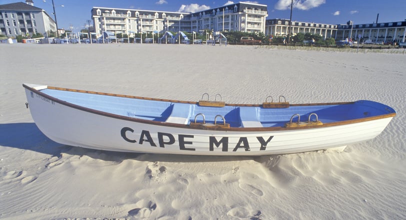 Lifeboat on Beach in the morning, Cape May, New Jersey