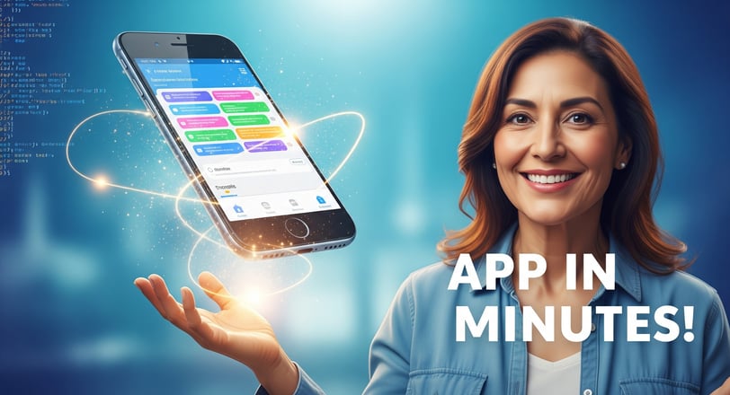 a woman holding a cell phone with a screen of different apps on it