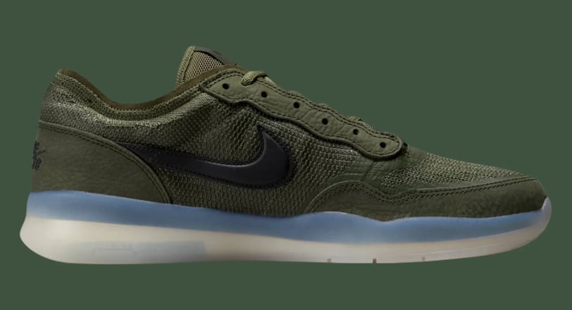 a  pair green sneaker, Nike SB PS8 