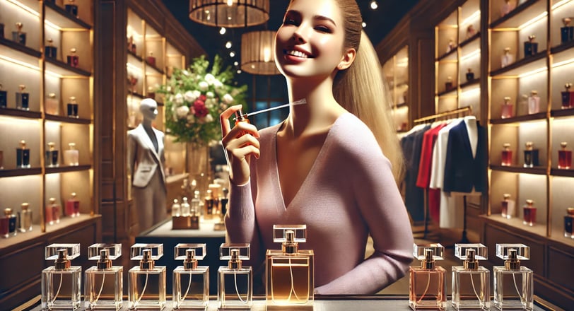 A woman using the best perfume