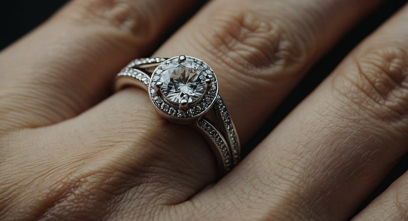 a woman's hand wearing a diamond ring