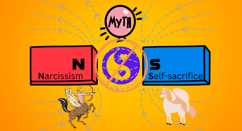a cartoonish image of a magnets and polar opposites attracting each other