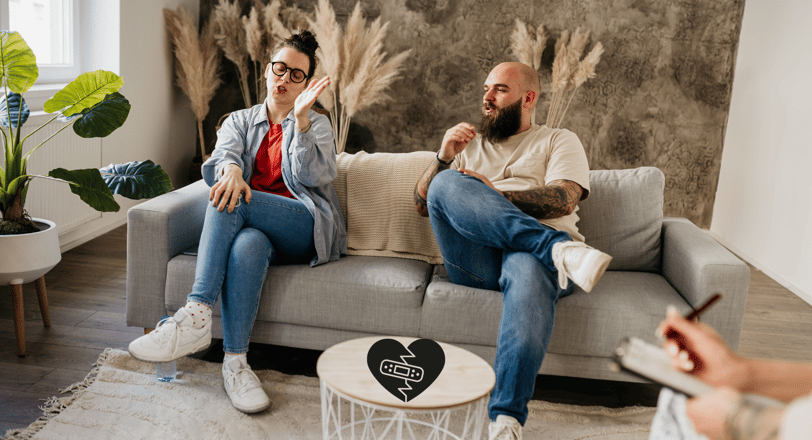 A couple talking at couples therapy sesssion
