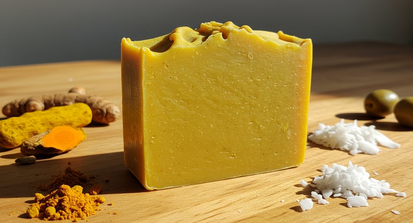 Jabón 100% Natural de Curcuma y Aceite de Olivo Antioxidante y Revitalizante