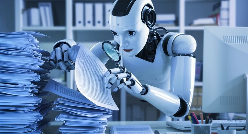 a robot with a magnifying lens and a magnifying lens