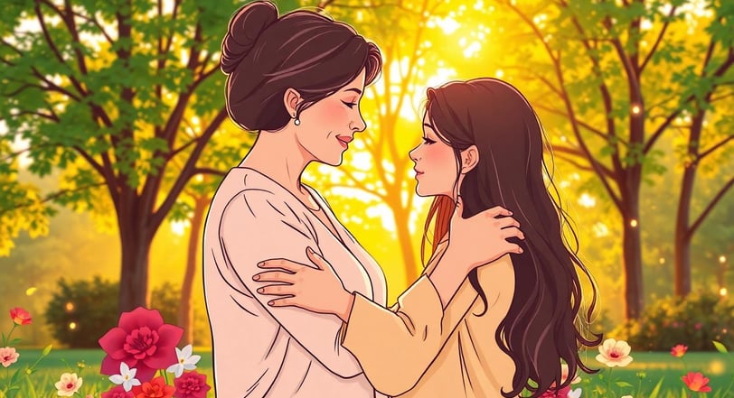 a couple of women standing in a field