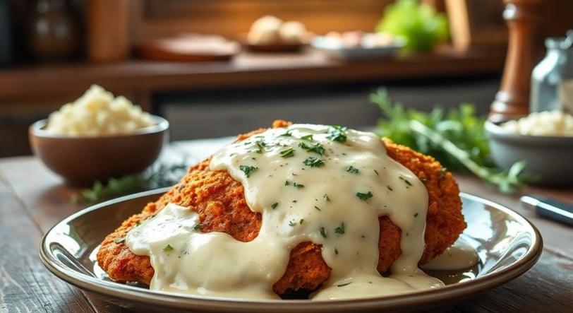 Parmesan Crusted Chicken with Creamy Garlic Sauce