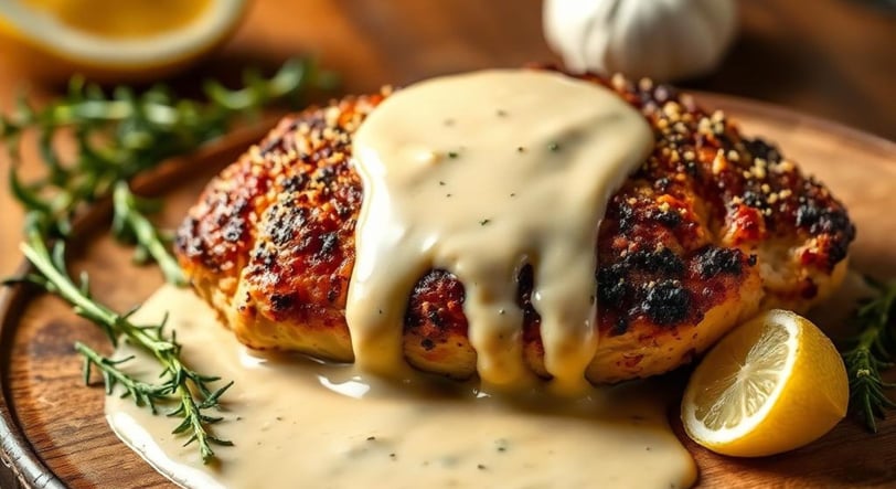 Parmesan Crusted Chicken with Creamy Garlic Sauce