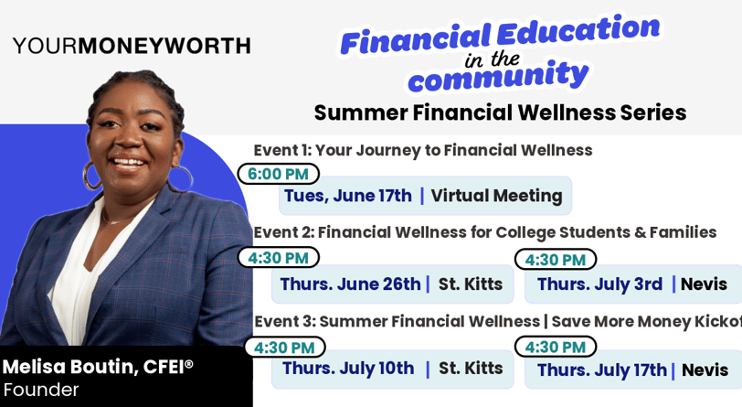 Financial Education in the Community Summer Financial Wellness Series Flyer 