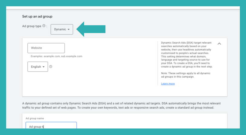 an illustration that depicts on how to select dynamic search ads