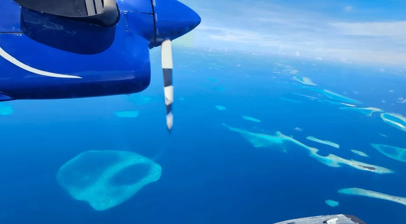 Speedboat or seaplane in the Maldives