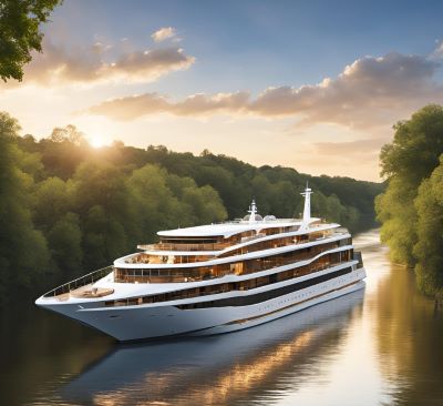 a large white cruise ship on the water