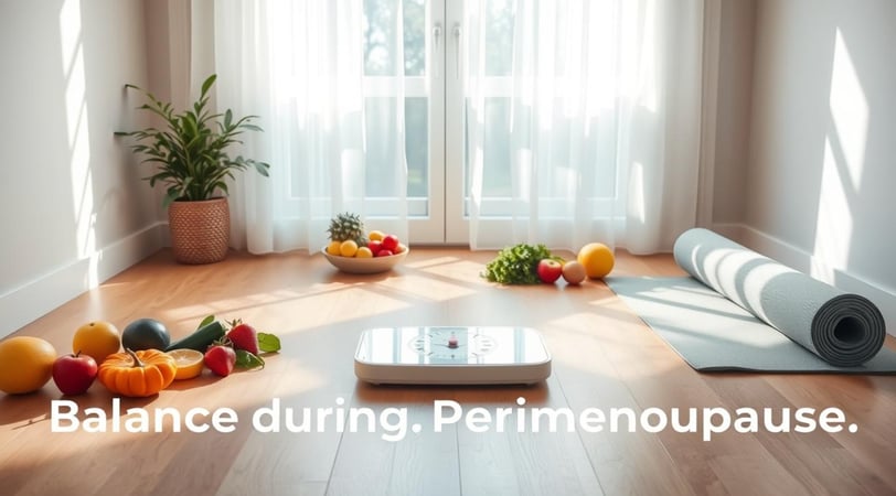Woman managing perimenopause weight gain through healthy diet and exercise